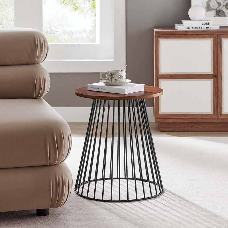 Valeo Round Wood and Metal Side Table By Modway - EEI-6831