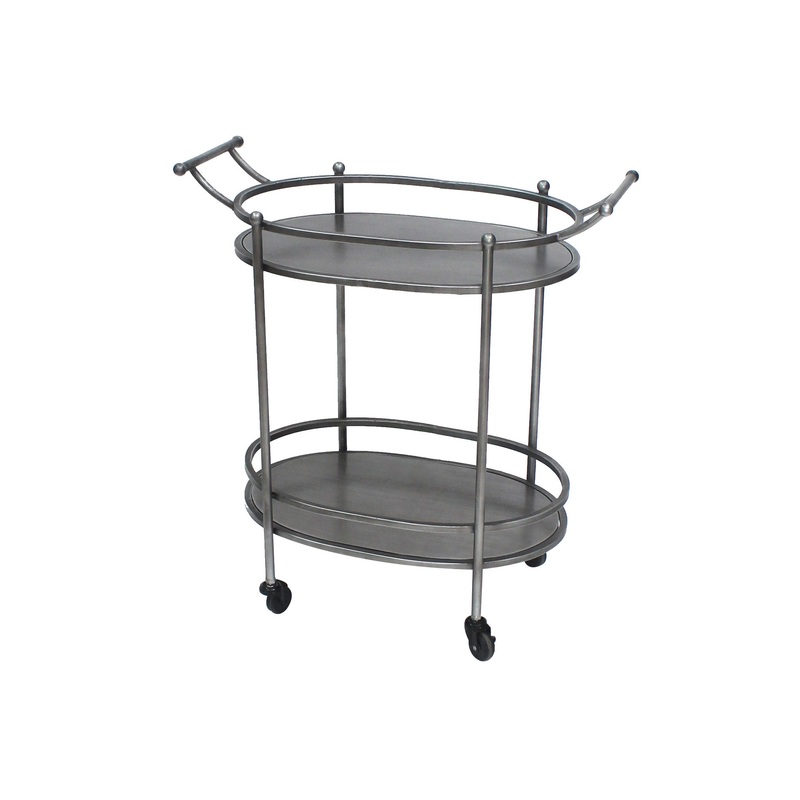 Screen Gems Antique Bronze Oval Service Cart - TD-018