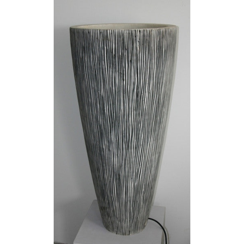 Screen Gems Sandstone Ribbed Finish, Long Conical Planter With Light - SGS3778LO