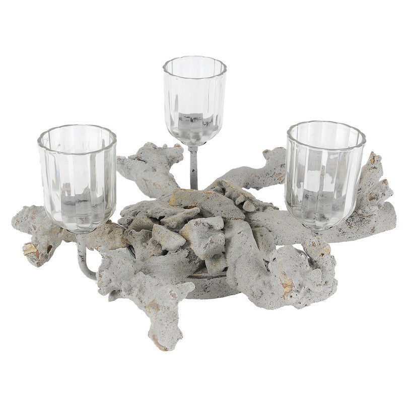 A&B Home Driftwood & Metal Candle Holder