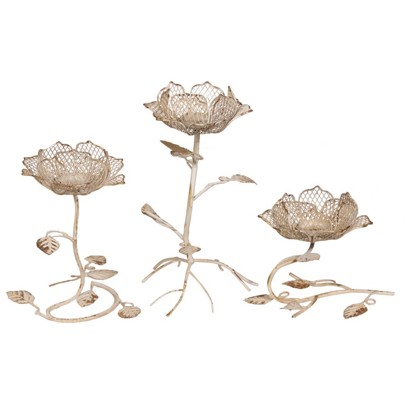 A&B Home Flower Candle Holders - Set Of 3