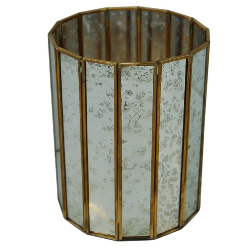 A&B Home Glass & Brass Candle Holder - Set Of 2