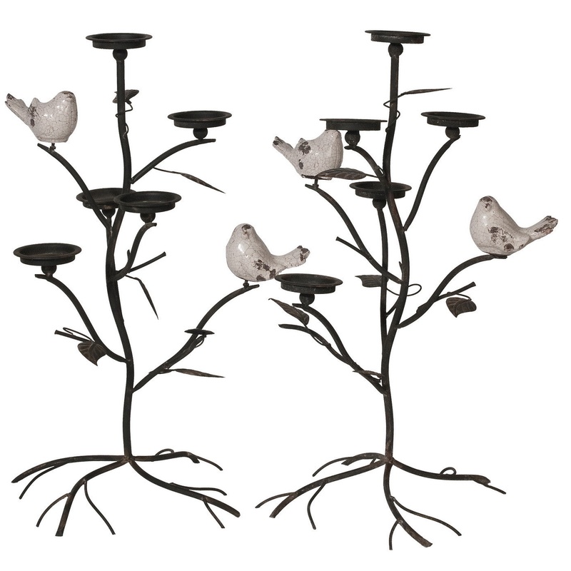 A&B Home Metal/Ceramic Candle Holders - Set Of 2