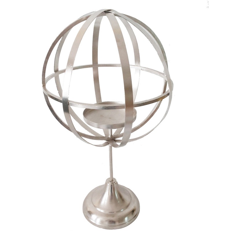 A&B Home Sphere On Stand Candle Holder - Set Of 2