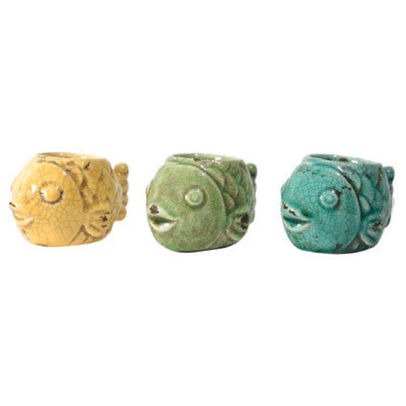 A&B Home Vale Fish Tealight Candle Holder- 3Pc/Box - Set Of 4