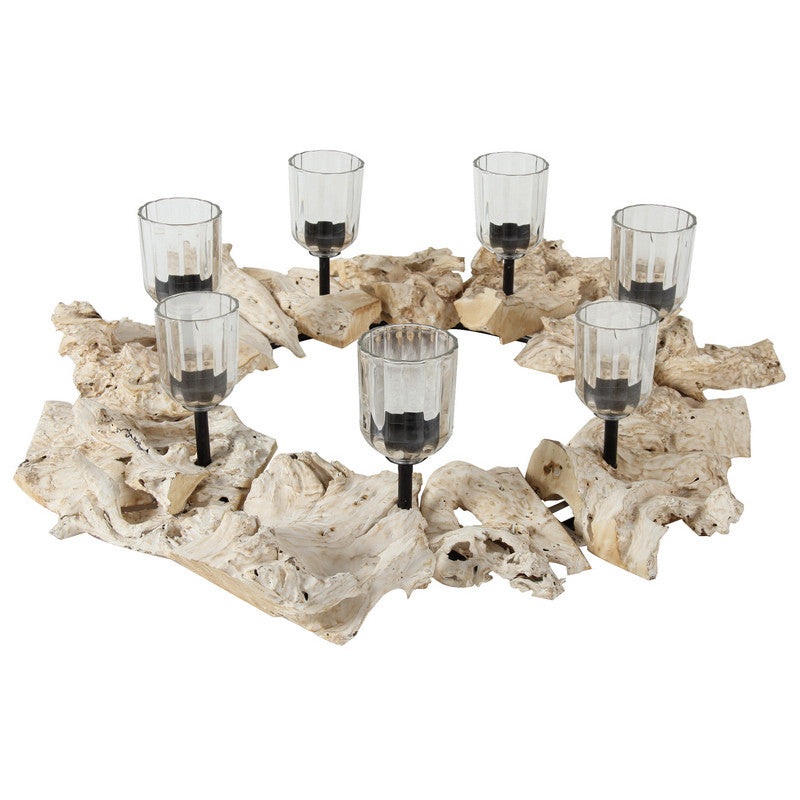 A&B Home Wood/Metal Candle Holder