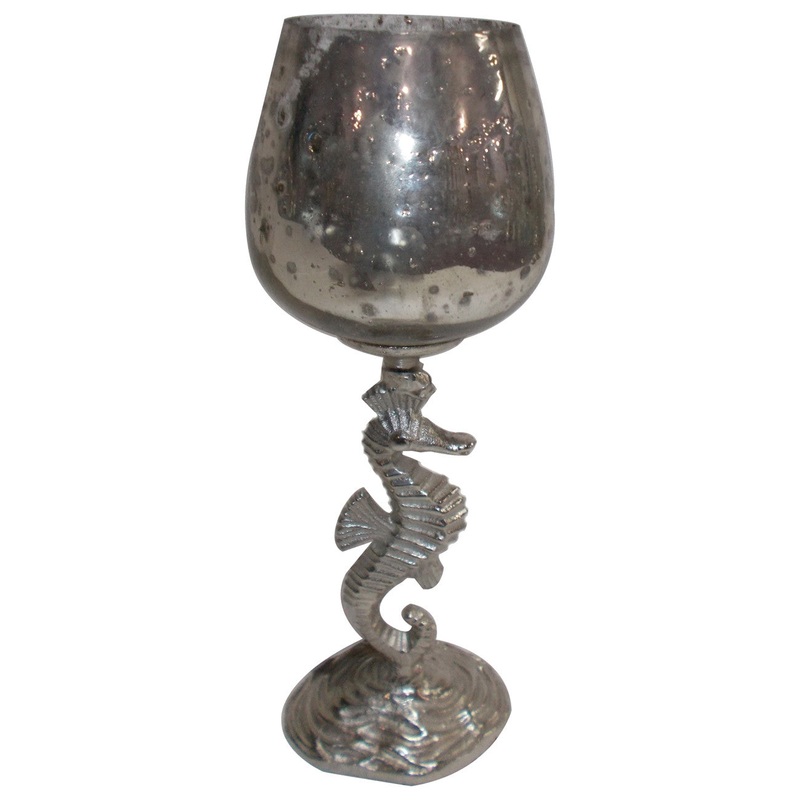 Aluminum & Glass Votive Holder (14") - Set Of 2