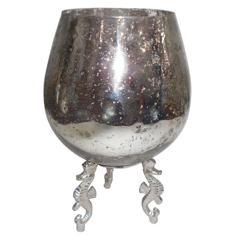 Aluminum & Glass Votive Holder (15")
