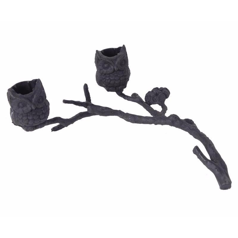 Antique Owl Branch Candle Holder - Set Of 4