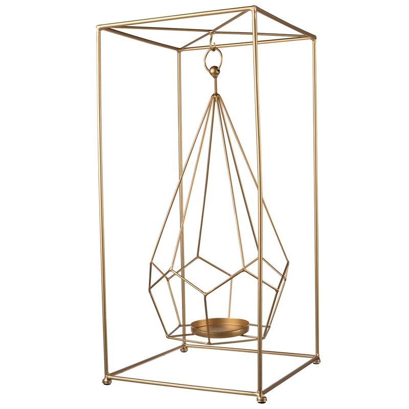 Geometric Gold Metal Candle Holder - Set Of 2 - KIH41164