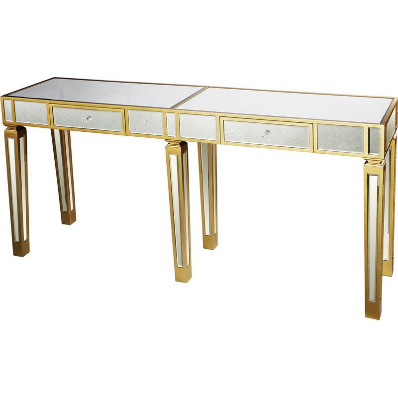 A&B Home Mirror Console Table With Gold Accent