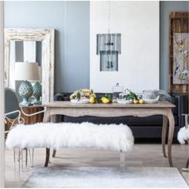 A&B Home Mongolian Fur Bench