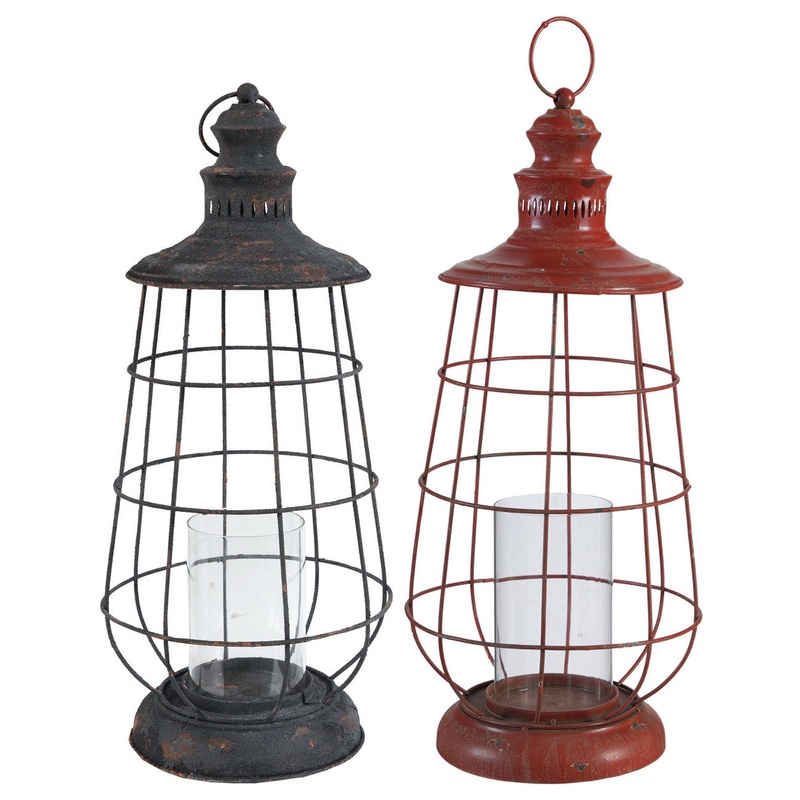 A&B Home Red/Black Lanterns - Set Of 2