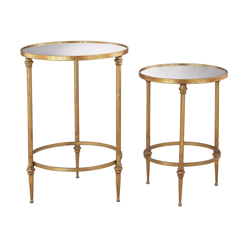 Sterling Industries Alcazar Accent Tables In Antique Gold And Mirror