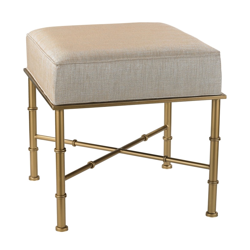 Sterling Industries Gold Cane Bench in Cream Metallic