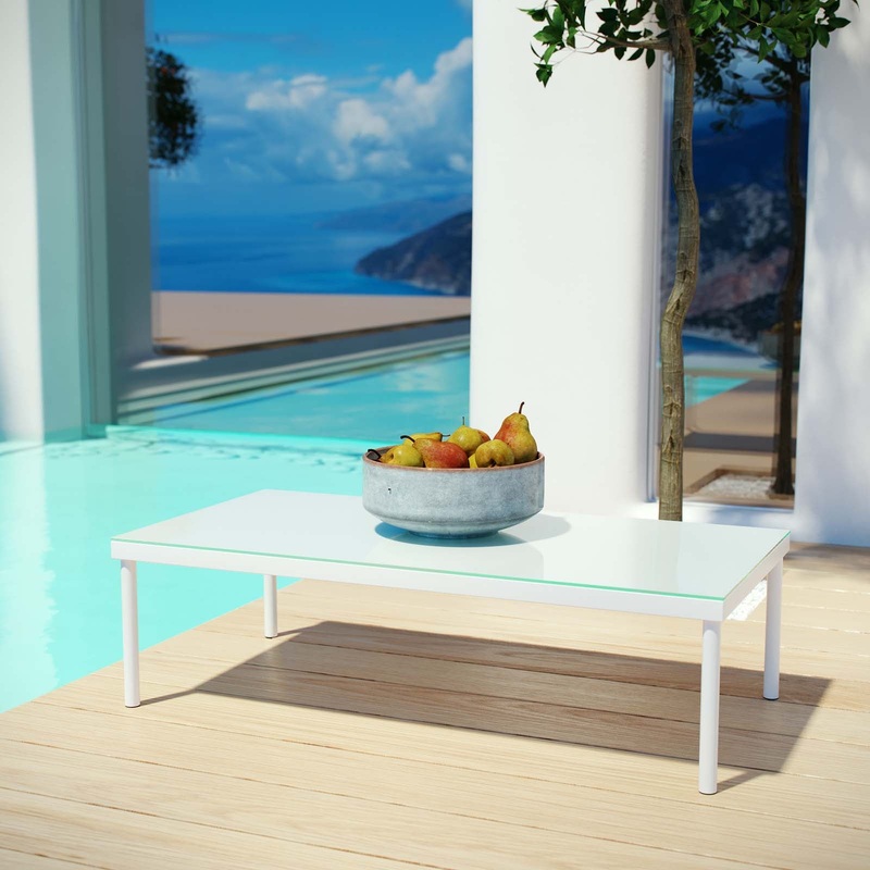Modway Harmony Outdoor Patio Aluminum Coffee Table - White - EEI-2605