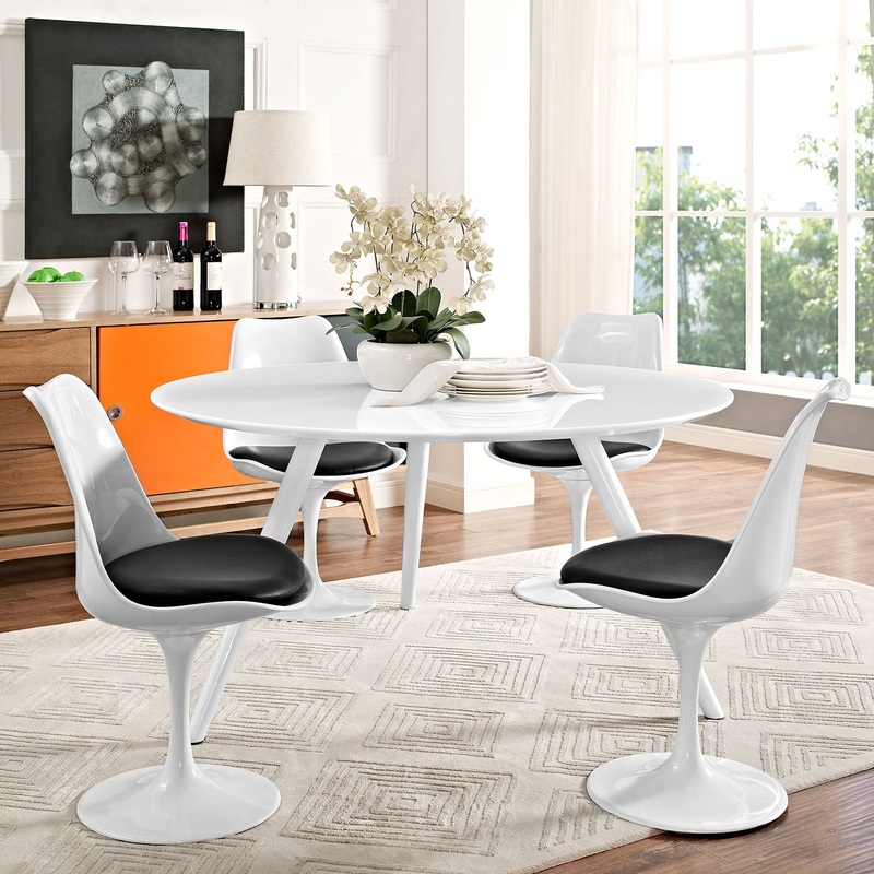 Modway Lippa 54" Round Wood Top Dining Table with Tripod Base in White - EEI-2524