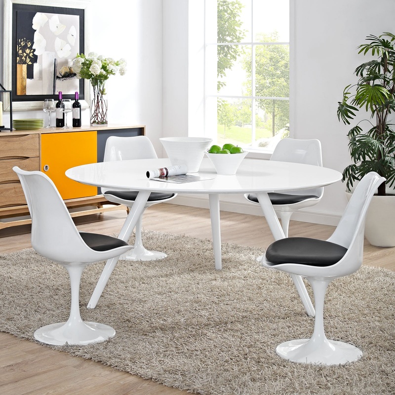 Modway Lippa 60" Round Wood Top Dining Table with Tripod Base in White - EEI-2525