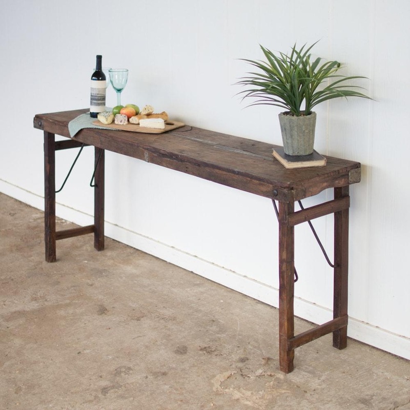 Kalalou Antique Wooden Folding Console Table