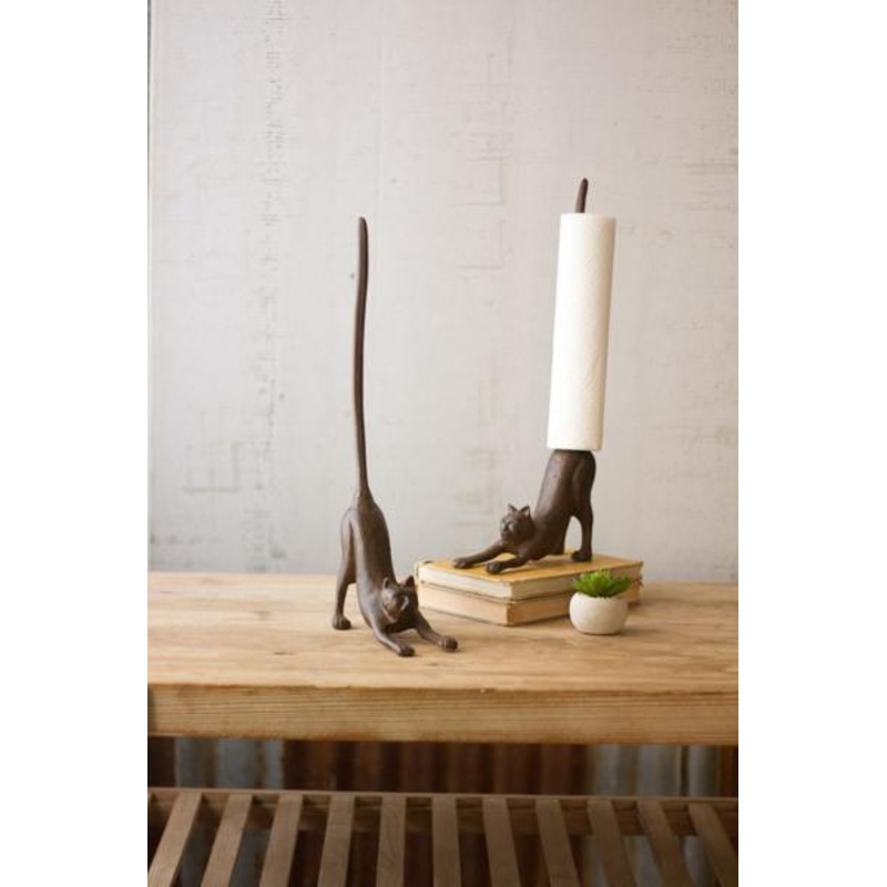 Kalalou Cast Iron Cat Paper Towel Holder
