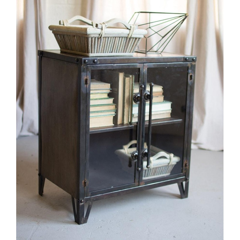 Kalalou Metal Cabinet With Two Glass Doors