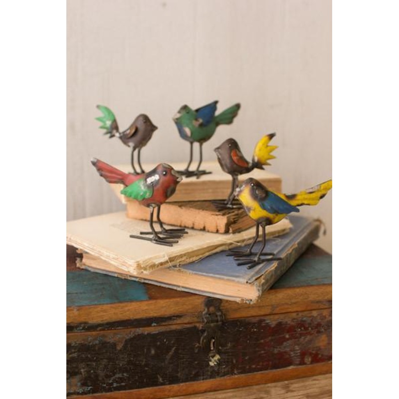 Kalalou Set Of Five Recycled Metal Birds