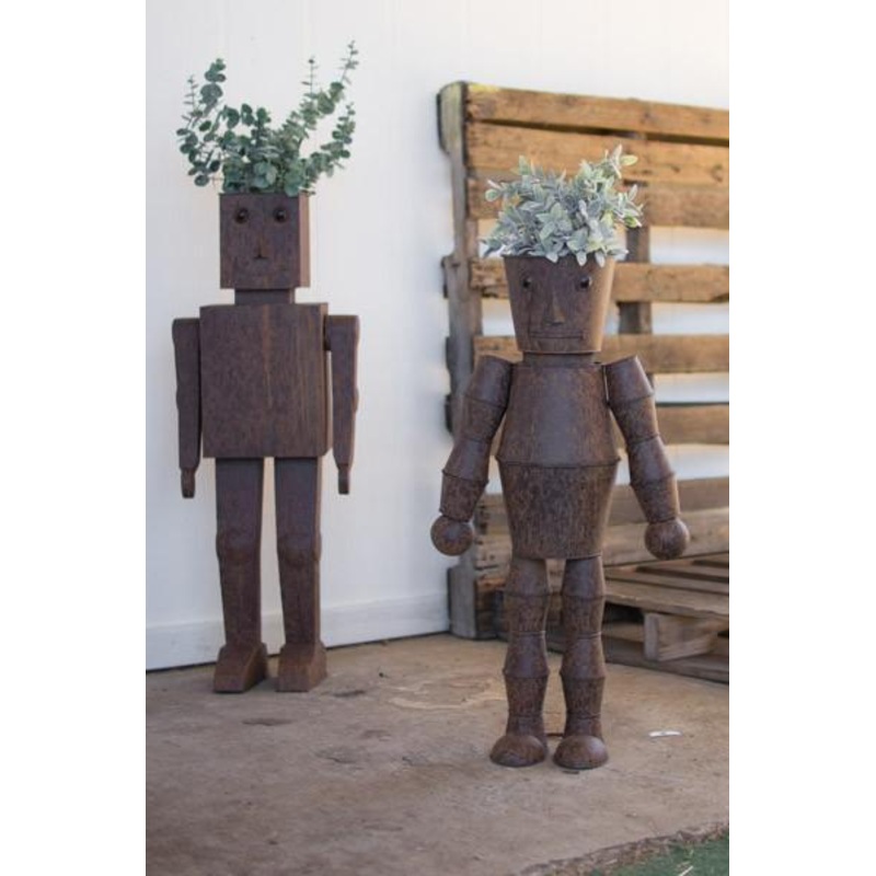 Kalalou Set Of Two Metal Robot Planters