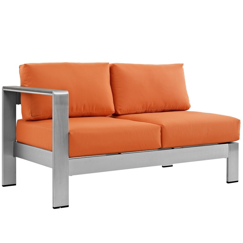 Modway Shore Left-Arm Corner Sectional Outdoor Patio Aluminum Loveseat - EEI-2265