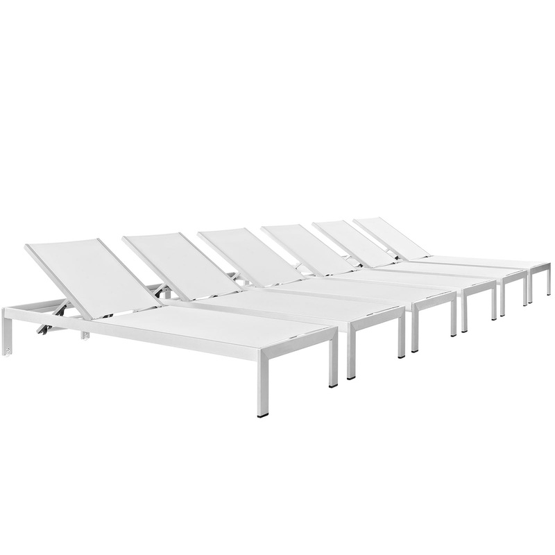 Modway Shore Set of 6 Outdoor Patio Aluminum Chaise - EEI-2474 - EEI-2474