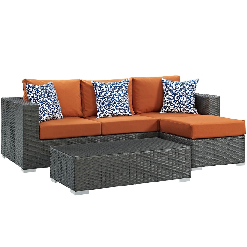 Modway Sojourn 3 Piece Outdoor Patio Sunbrella Sectional Set - EEI-2384 - EEI-2384