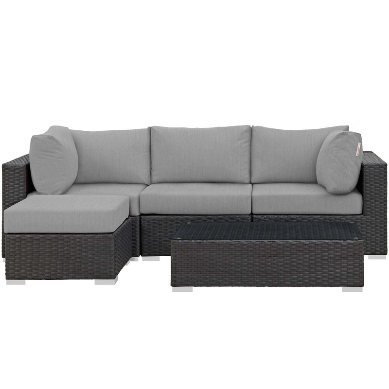 Modway Sojourn 5 Piece Outdoor Patio Sunbrella Sectional Set - EEI-1890 - EEI-1890