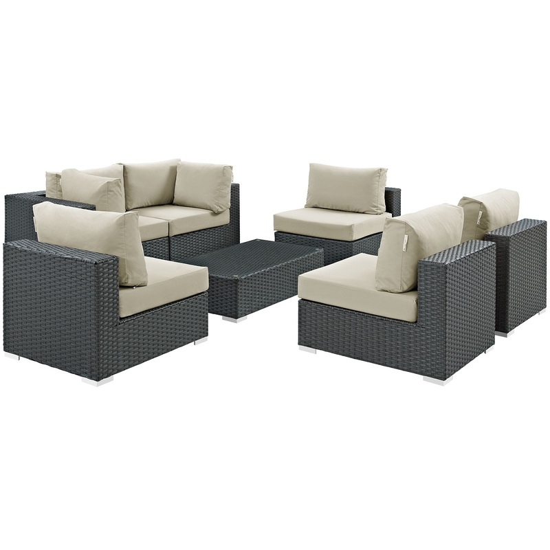 Modway Sojourn 7 Piece Outdoor Patio Sunbrella Sectional Set - EEI-1883 - EEI-1883