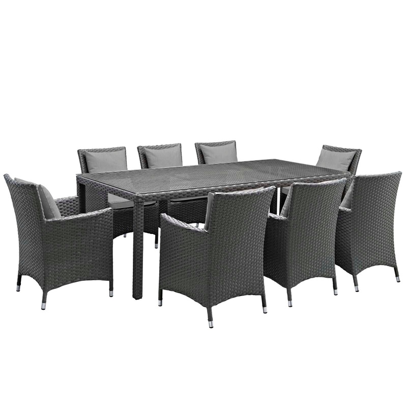 Modway Sojourn 9 Piece Outdoor Patio Sunbrella Dining Set - EEI-2309