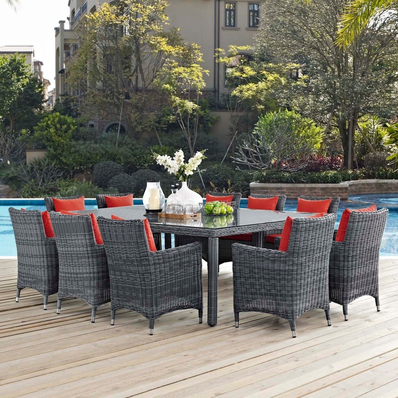 Modway Summon 11 Piece Outdoor Patio Sunbrella Dining Set - EEI-2333 - EEI-2333