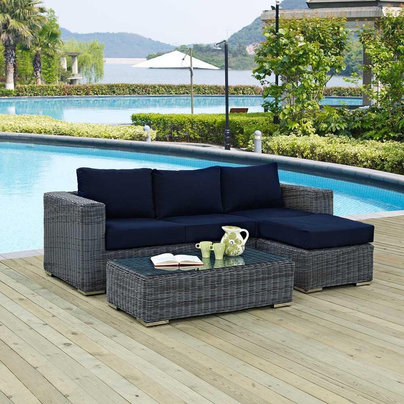 Modway Summon 3 Piece Outdoor Patio Sunbrella Sectional Set - EEI-1903 - EEI-1903