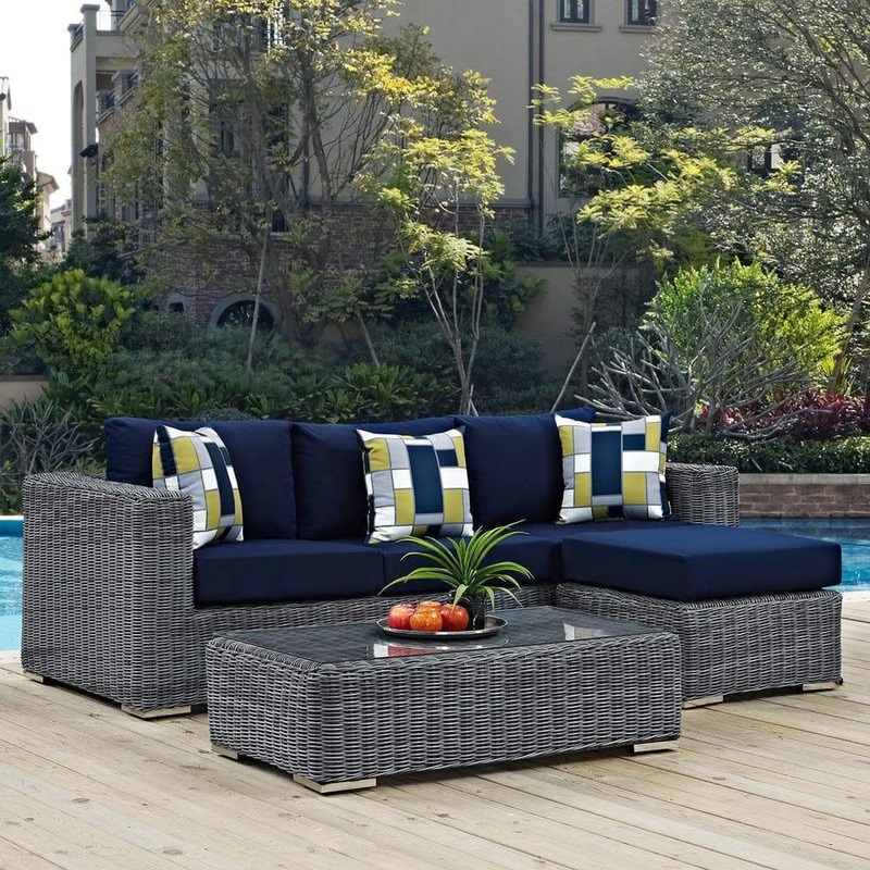Modway Summon 3 Piece Outdoor Patio Sunbrella Sectional Set - EEI-2397 - EEI-2397