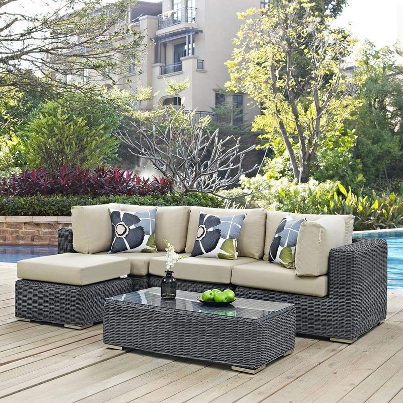 Modway Summon 5 Piece Outdoor Patio Sunbrella Sectional Set - EEI-2398 - EEI-2398