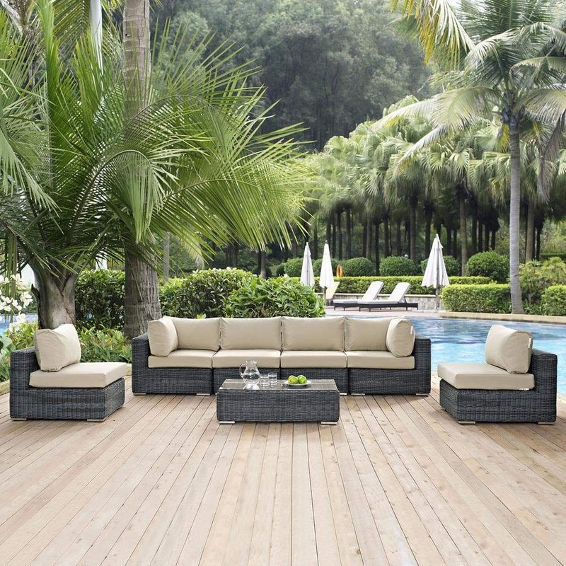 Modway Summon 7 Piece Outdoor Patio Sunbrella Sectional Set - EEI-1897