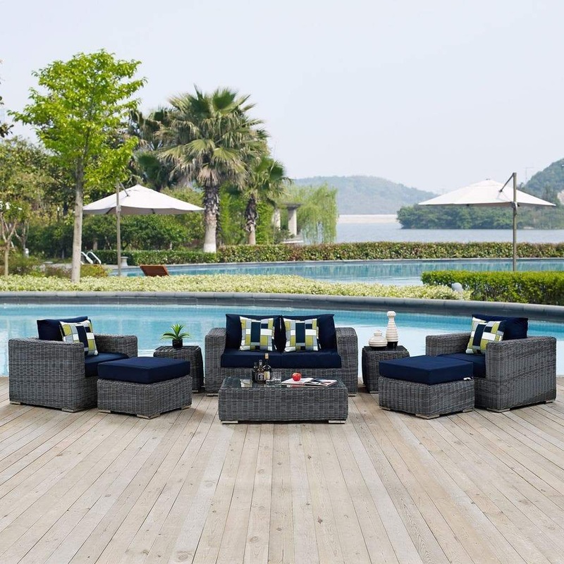 Modway Summon 8 Piece Outdoor Patio Sunbrella Sectional Set - EEI-2389