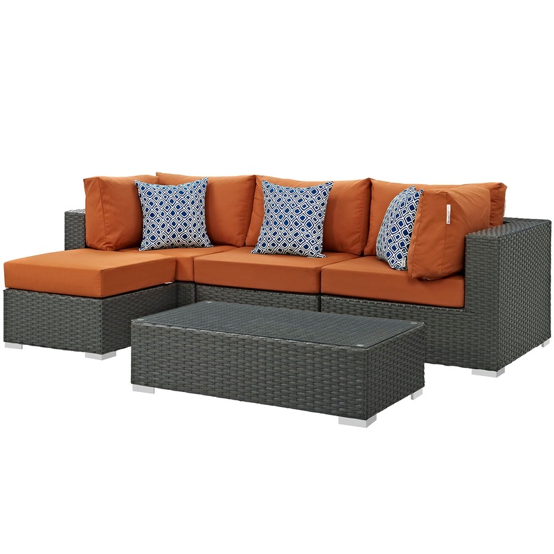 Sojourn 5 Piece Sunbrella Outdoor Patio Sectional Set by Modway - EEI-2385