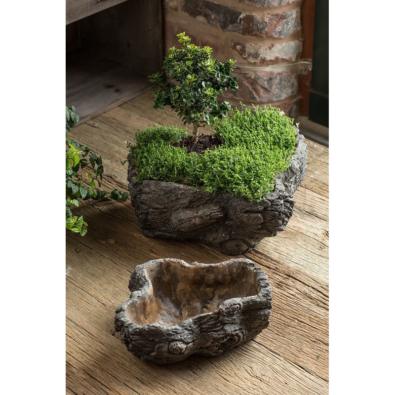 Vagabond Vintage Cement  Planter,Burled Bark - Set of 2
