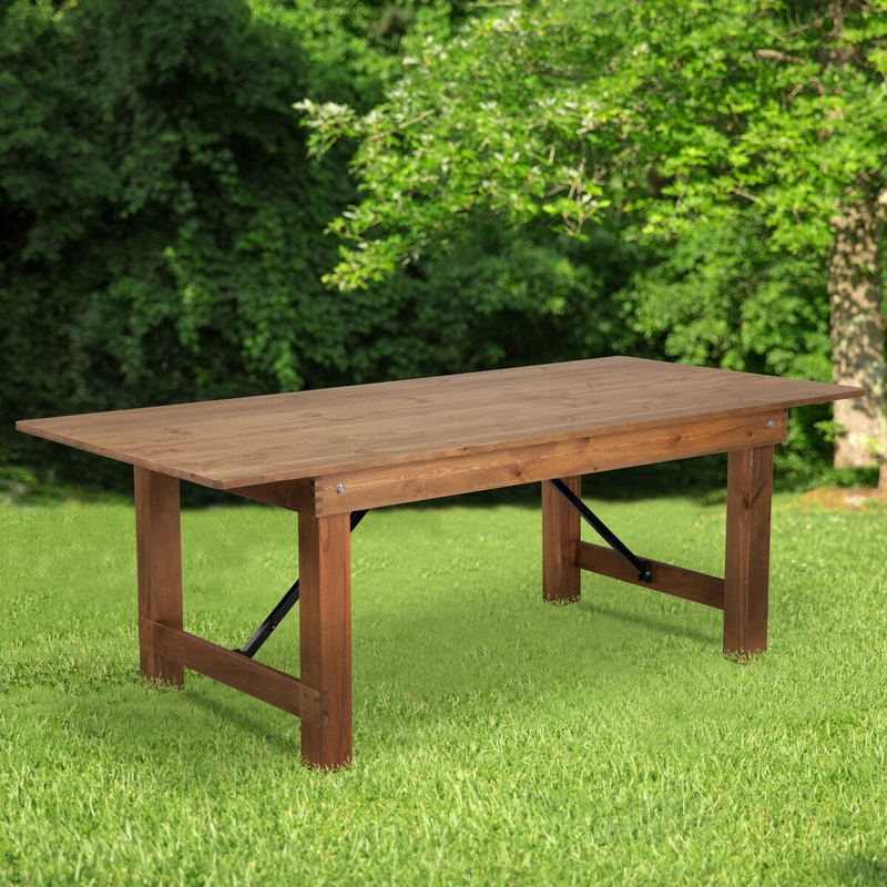 Flash Furniture Hercules Series Antique Rustic Solid Pine Folding Farm Table