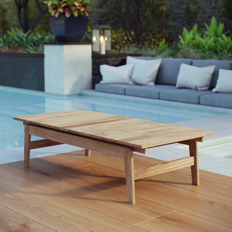 Modway Bayport Outdoor Patio Teak Coffee Table - Natural - EEI-2699