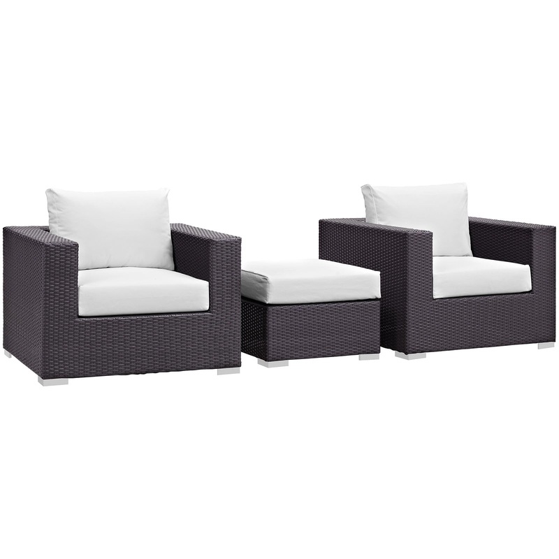 Modway Convene 3 Piece Outdoor Patio Ottoman & Armchair Set - EEI-2174 - EEI-2174