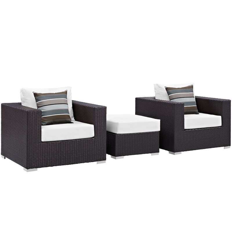 Modway Convene 3 Piece Outdoor Patio Ottoman & Armchair Set - EEI-2363 - EEI-2363