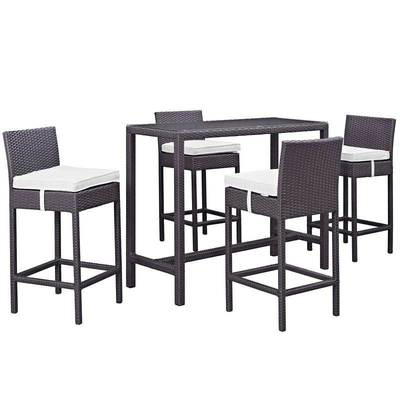 Modway Convene 5 Piece Outdoor Patio Pub Set - Large Bar Table - EEI-1964