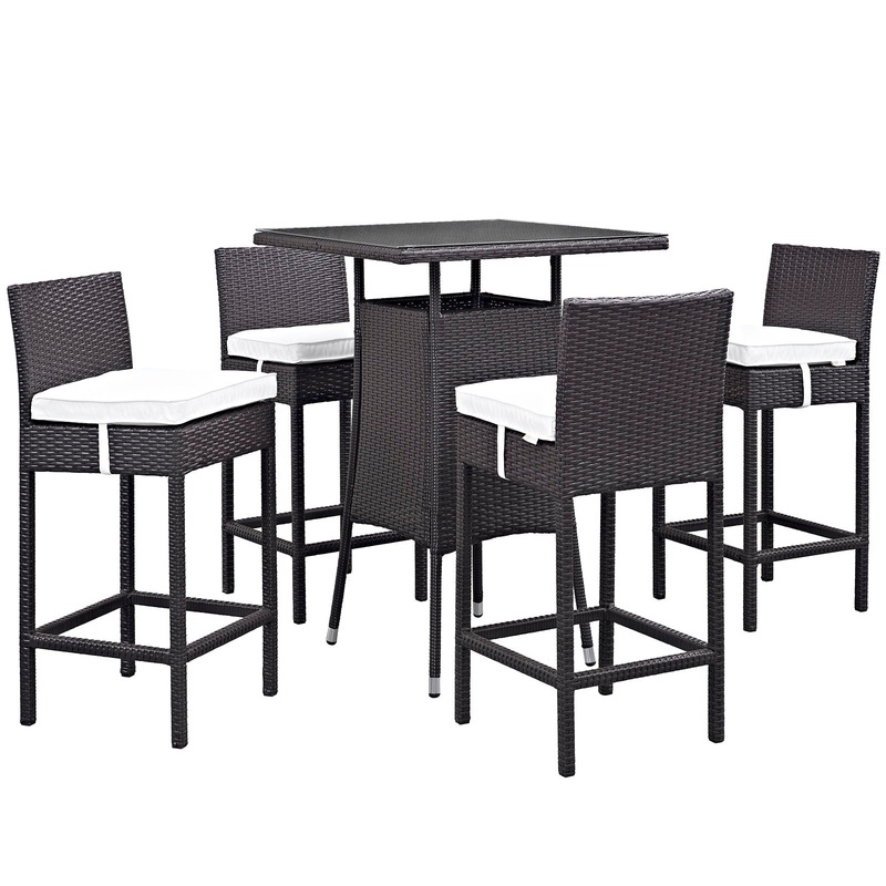 Modway Convene 5 Piece Outdoor Patio Pub Set - Small Bar Table - EEI-1963