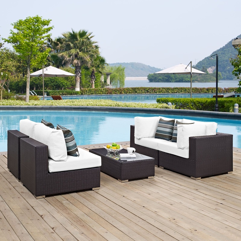 Modway Convene 5 Piece Outdoor Patio Sectional Set - EEI-2356 - EEI-2356