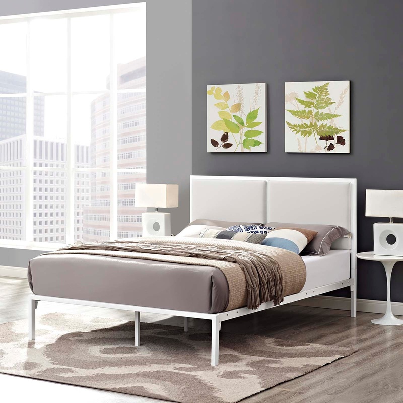 Modway Della King Vinyl Bed - White White - MOD-5464