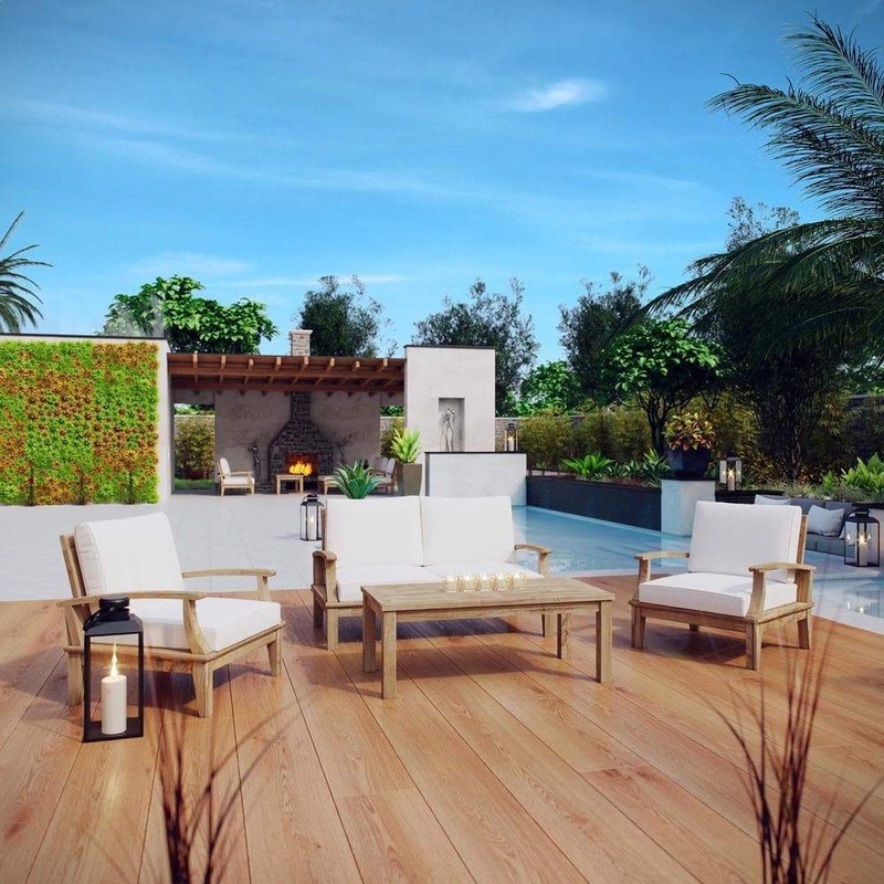 Modway EEI-1469 Marina 4 Piece Outdoor Patio Teak Sofa Set - EEI-1469